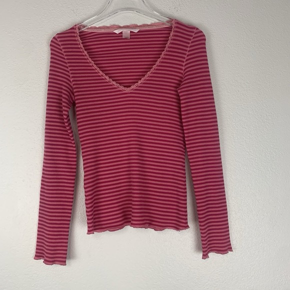 VTG Victoria's Secret Shirt Small Pajama Top Lace Trim Feminine Soft Girl Y2K S - Picture 1 of 8
